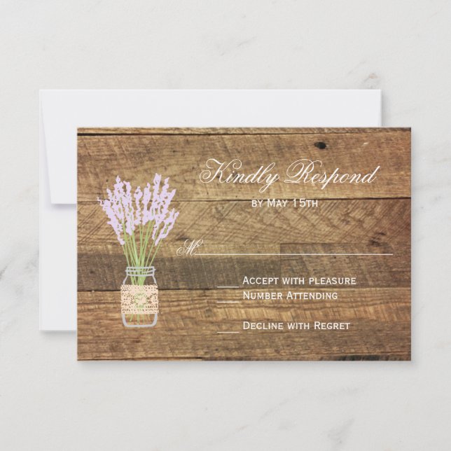 Mason Jar Lavender Wedding RSVP Cards Karte (Vorderseite)