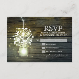 Mason Jar leuchtende Lichter florale RSVP Karte