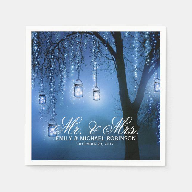 Mason Jar Lichter Baum rustikale Hochzeit Serviette (Vorderseite)