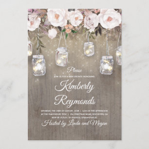Mason Jar Lights Blumendusche Rustikale Babydusche Einladung