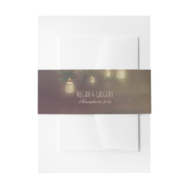 Mason Jar Lights Rustikale Baumzweige Hochzeit Einladungsbanderole (Vorderseite Beispiel)