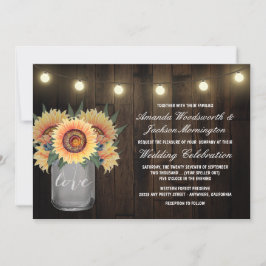 Mason Jar Lights und Sonnenblumen Einladungen für 