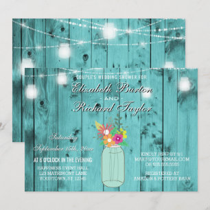 Mason Jar Lights Wood Couples Polterabend Einladung