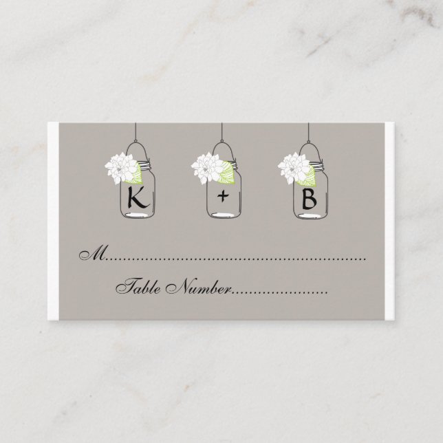 Mason Jar Mariage Cartes de siège // Cartes d'esco (Devant)