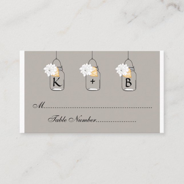 Mason Jar Mariage Cartes de siège // Cartes d'esco (Devant)