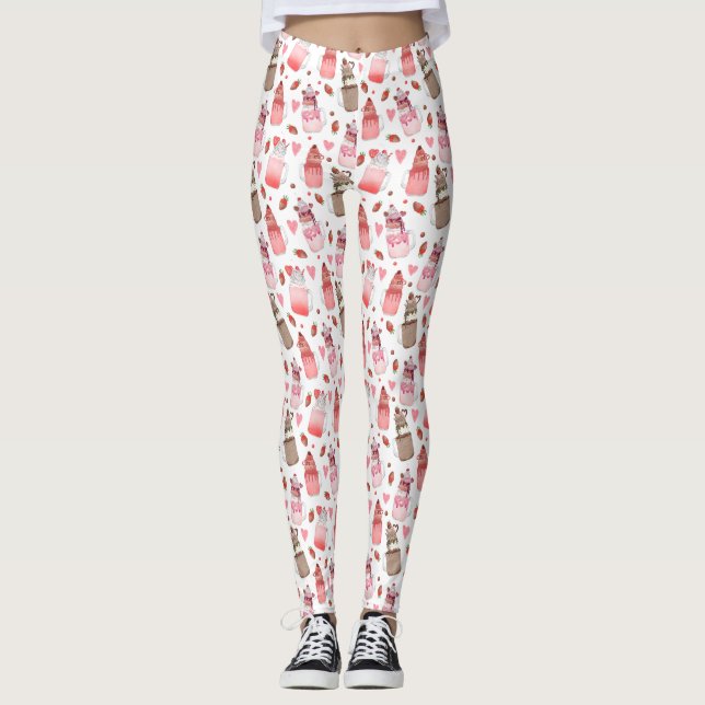 Mason Jar Milkshakes Valentine Pattern Leggings (Vorderseite)