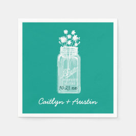 Mason Jar mit Blume und einer benutzerdefinierten Serviette