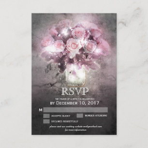 Mason Jar mit rosa Rosen UAWG RSVP Karte