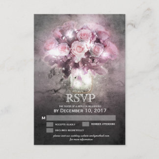 Mason Jar mit rosa Rosen UAWG RSVP Karte