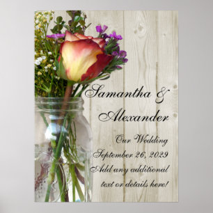Mason Jar mit Rose und Wildblumen Poster
