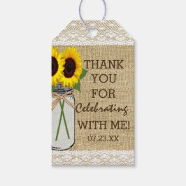 Mason Jar mit Sonnenblumen Brautparty Geschenkanhänger