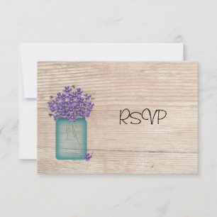 Mason Jar mit Veilchen Hochzeitsempfang RSVP Einladung
