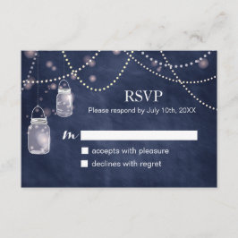 Mason Jar Navy Blue Chalkboard RSVP Cards Karte