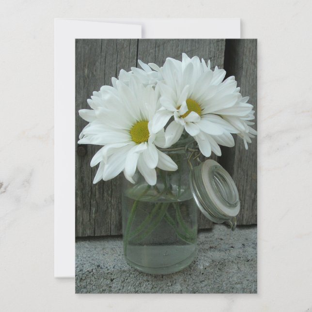 Mason Jar of Daisies Rustikales Abendessen Probe Einladung (Vorderseite)