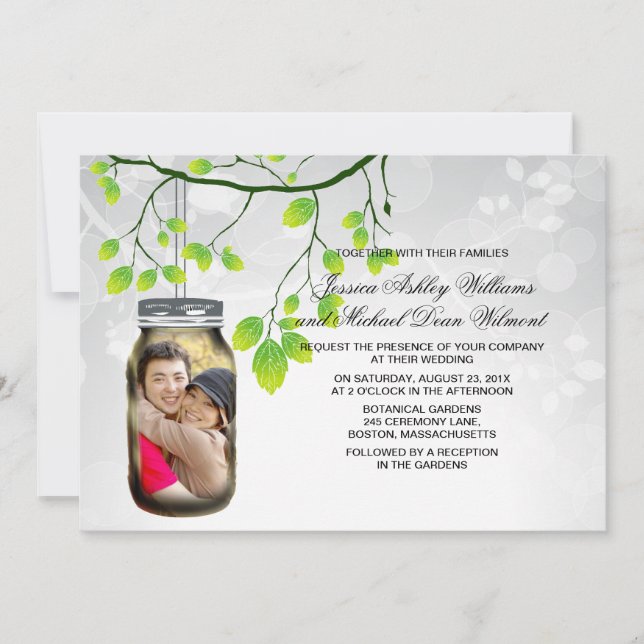 Mason Jar Outdoor Wedding Template Einladung (Vorderseite)