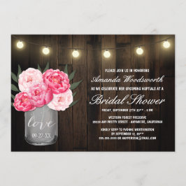 Mason Jar + Peony Rustic Bridal Dusche Einladungen