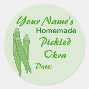 Mason Jar Personnalisé Étiquettes Lid Picked Okra
