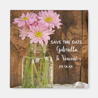 Mason Jar Pink Daisies Barn Wedding Save the Date