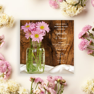 Mason Jar Pink Daisies Country Post Wedding Brunch Einladung