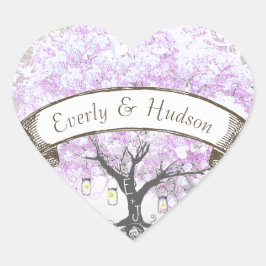 Mason Jar Radiant Lavender Leaf Tree Wedding Siege Herz-Aufkleber