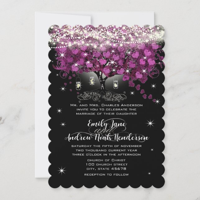Mason Jar Radiant Lila Wedding Einladung (Vorderseite)