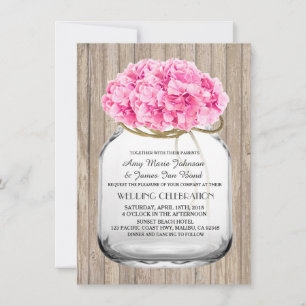 Mason Jar rosa Hydrangea Hochzeit lädt hyd1 Einladung