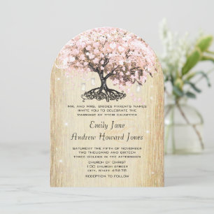 Mason Jar Rosa Rosen Gold Herz Blatt Baum Einladung
