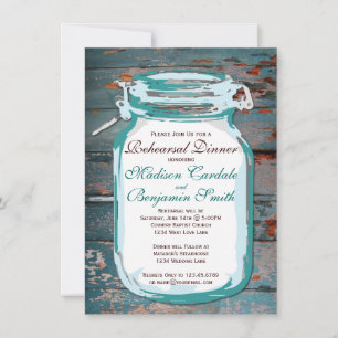 Mason Jar Rustic Bois Répétition Dîner Invitations
