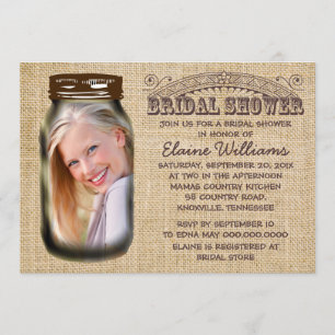 Mason Jar Rustic Burlap Brautparty Einladung