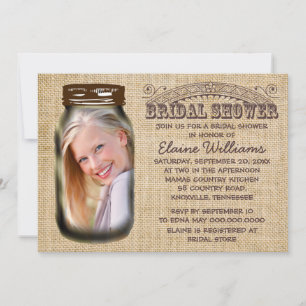 Mason Jar Rustic Burlap Bridal Dusche Einladung