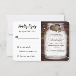 Mason Jar Rustic Country Wedding Meal Choice UAWG RSVP Karte