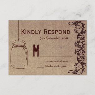 Mason Jar Rustic CountryWedding Cartes RSVP