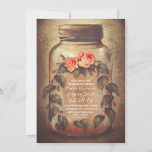 Mason Jar Rustic Engagement Party Einladung