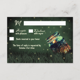 Mason Jar Rustic Firefly Wedding RSVP Cards Karte