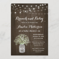 Mason Jar Rustic Floral Brunch Themed Baby Dusche