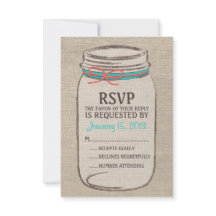 Mason Jar Rustic RSVP Card