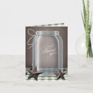 Mason Jar Rustic Stars Green Danksagungen Dankeskarte