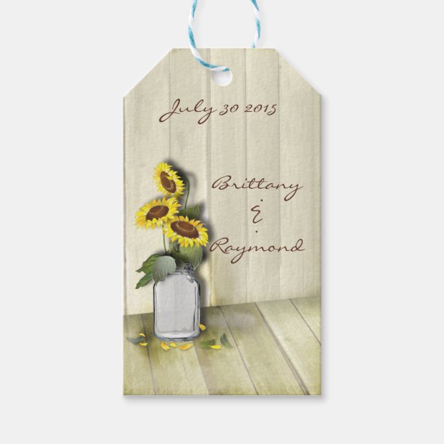 MASON JAR RUSTIKLANG MIT SONNENBLUMEN GESCHENKANHÄNGER (Vorderseite)