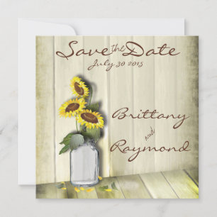 MASON JAR RUSTIKLANG MIT SONNENBLUMEN SAVE THE DATE