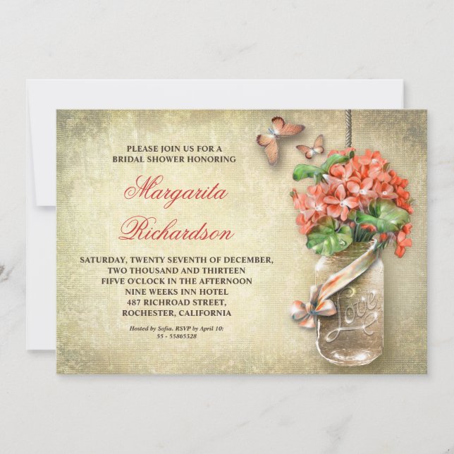 mason jar rustique nuptiale invitation (Devant)
