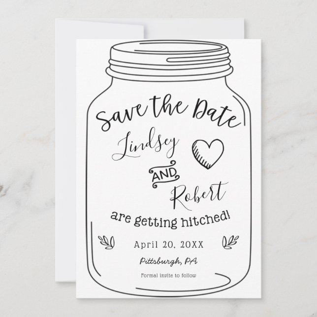 Mason Jar Save the Date Einladung (Vorderseite)