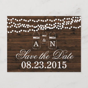 Mason Jar SAVE THE DATE Wedding Postcard Ankündigungspostkarte