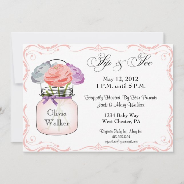 Mason Jar Sip und die Einladung von Mädchen (Vorderseite)