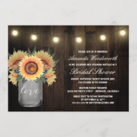 Mason Jar + Sonnenblume Brautdusche Einladungen