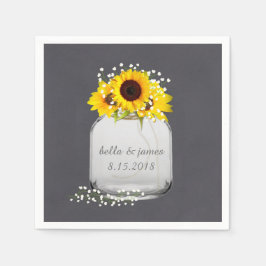 Mason Jar Sonnenblumen Hochzeitspapier Napkins Serviette