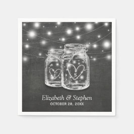 Mason Jar String Lights Chalkboard Polterabend Serviette