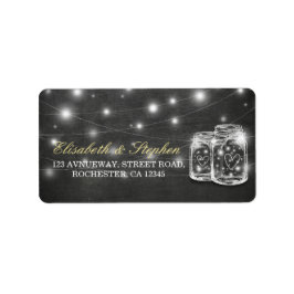 Mason Jar String Lights Chalkboard Wedding Address Adressaufkleber