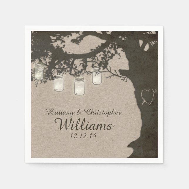 Mason Jar String Lights Tree Vintag Napkins Serviette (Vorderseite)