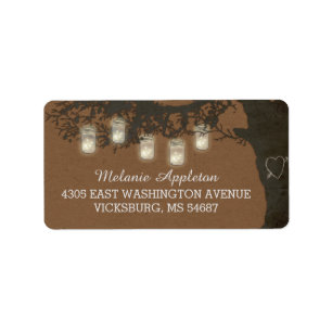 Mason Jar String Lights Tree Vintage Labels Adressaufkleber