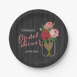 Mason Jar Stylish Rose Brautparty Design Pappteller